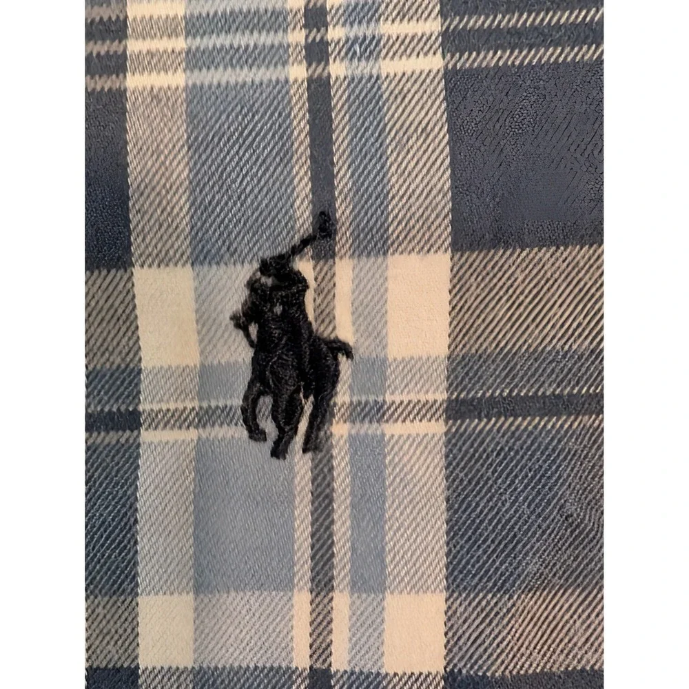 Ralph Lauren Boys Blue‎ White Plaid Button Down Shirt M 10-12 323138122